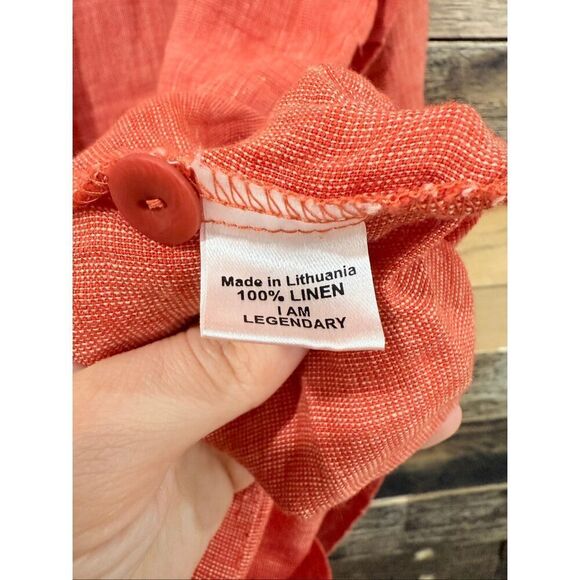 Flax soft red button front tunic top size medium - Picture 5 of 8